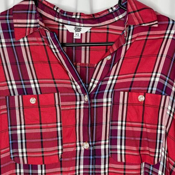 Ascot the Hart red long shirt button down or night gown size x small oversized - Picture 2 of 12